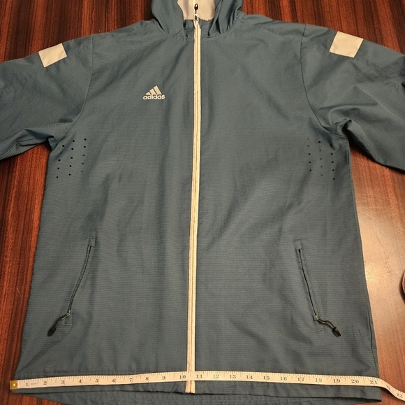 Adidas Climaproof Green and White Mesh Lined Windbreaker Jacket XL EUC - Picture 8 of 12